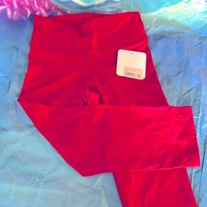 Leggins red capris with waist pocket